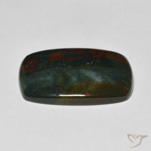 Sanguinaria Verde oscuro natural de 18.75 ct, Forma Cojín, Opaco
