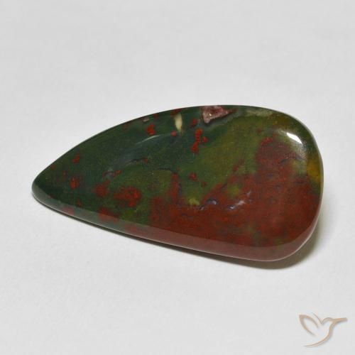 Sanguinaria Verde y rojo natural de 17.16 ct, En forma de pera, Opaco