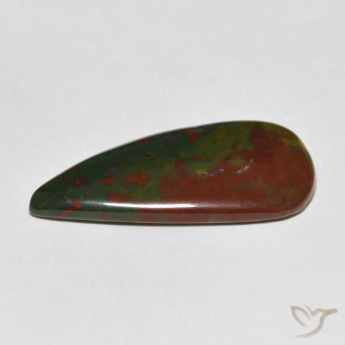Sanguinaria Verde y rojo natural de 17.16 ct, En forma de pera, Opaco
