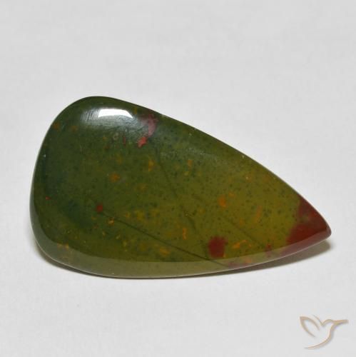Sanguinaria Verde y rojo natural de 20.29 ct, En forma de pera, Opaco