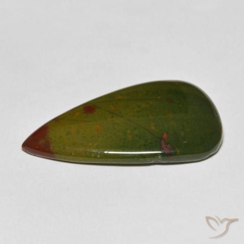 Sanguinaria Verde y rojo natural de 20.29 ct, En forma de pera, Opaco