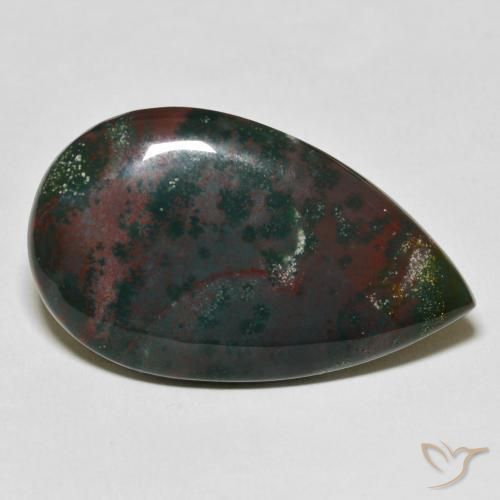 31.64ct Natural Verde y rojo Sanguinaria, En forma de pera, Opaco