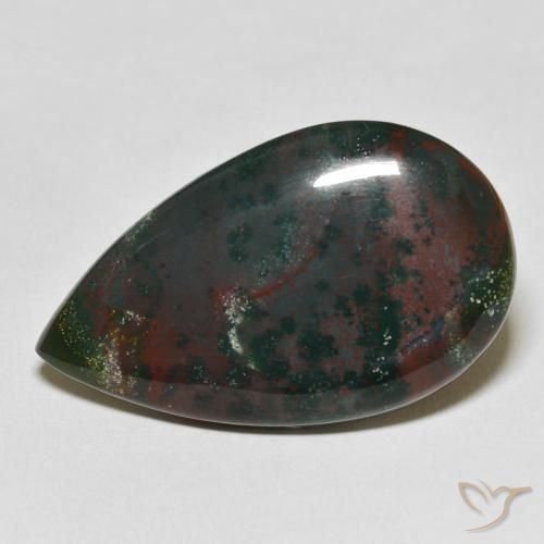 Sanguinaria Verde y rojo natural de 31.64 ct, En forma de pera, Opaco