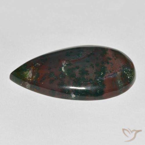 Sanguinaria Verde y rojo natural de 31.64 ct, En forma de pera, Opaco