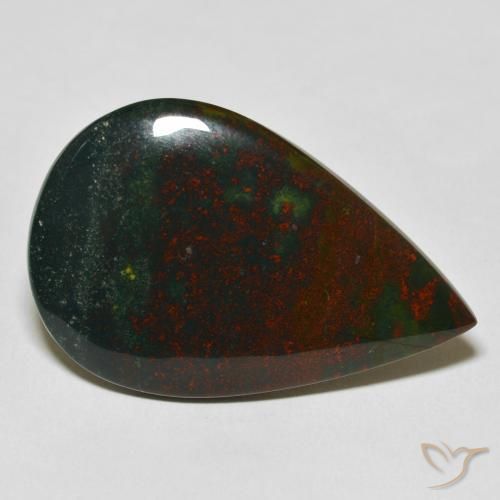 27.57ct Natural Verde y rojo Sanguinaria, En forma de pera, Opaco