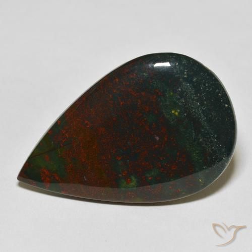 Sanguinaria Verde y rojo natural de 27.57 ct, En forma de pera, Opaco