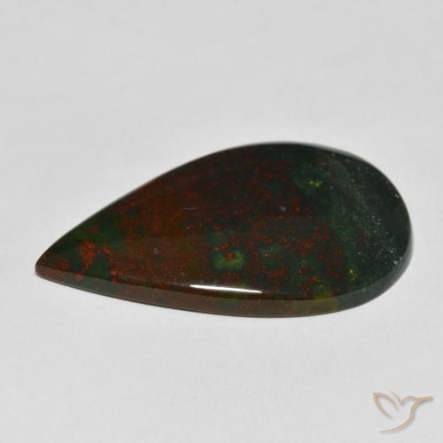 Sanguinaria Verde y rojo natural de 27.57 ct, En forma de pera, Opaco