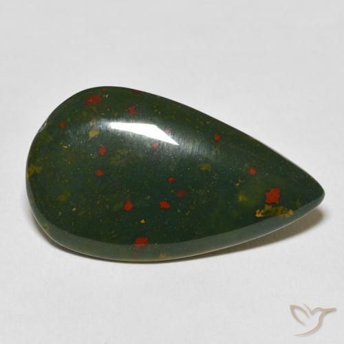 Sanguinaria Verde y rojo natural de 15.48 ct, En forma de pera, Opaco