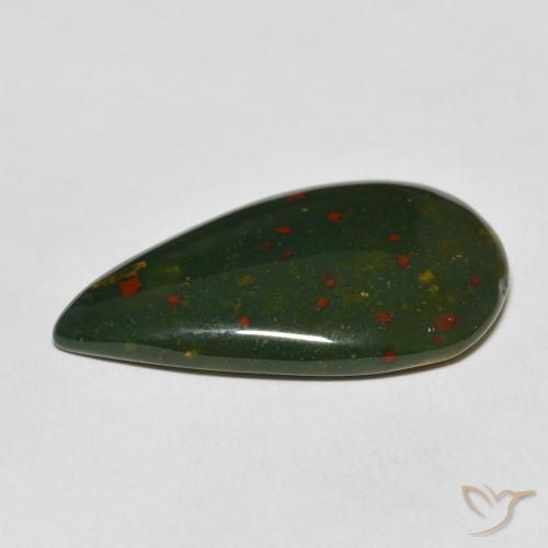 Sanguinaria Verde y rojo natural de 15.48 ct, En forma de pera, Opaco