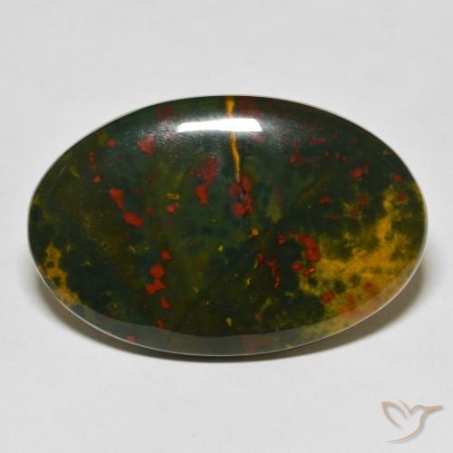 38.49ct Natural Verde y rojo Sanguinaria, Ovalada, Opaco