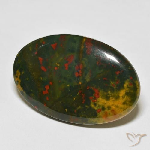 Sanguinaria Verde y rojo natural de 38.49 ct, Corte Óvalo, Opaco