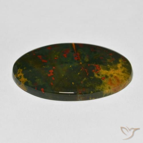 Sanguinaria Verde y rojo natural de 38.49 ct, Corte Óvalo, Opaco