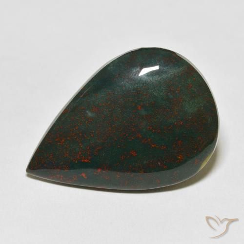 Sanguinaria Verde y rojo natural de 25.50 ct, En forma de pera, Opaco