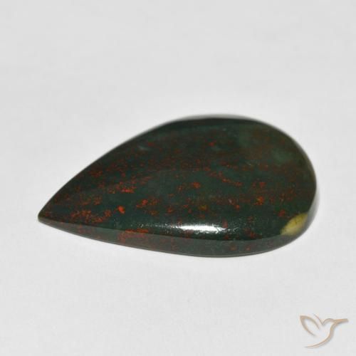 Sanguinaria Verde y rojo natural de 25.50 ct, En forma de pera, Opaco