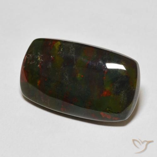 Sanguinaria Verde y rojo natural de 15.98 ct, Corte Cojín, Opaco