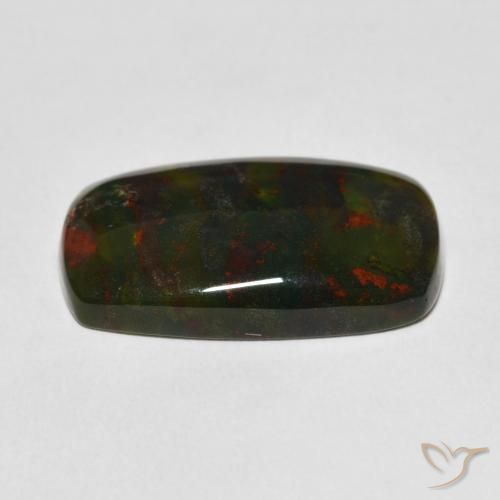 Sanguinaria Verde y rojo natural de 15.98 ct, Corte Cojín, Opaco