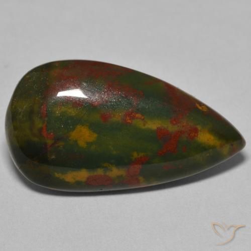 Sanguinaria Verde y rojo natural de 15.94 ct, En forma de pera, Opaco