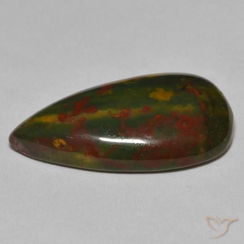 Sanguinaria Verde y rojo natural de 15.94 ct, En forma de pera, Opaco