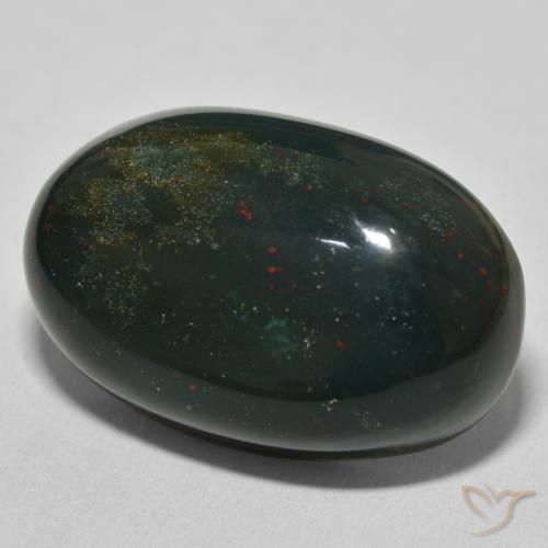 Sanguinaria Verde oscuro natural de 37.80 ct, Ovalada, Opaco