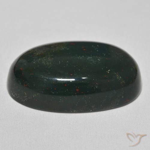 Sanguinaria Verde oscuro natural de 37.80 ct, Ovalada, Opaco