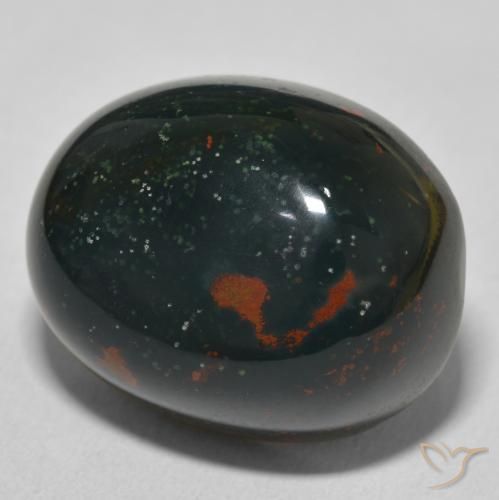 Sanguinaria Verde oscuro natural de 32.22 ct, Ovalada, Opaco
