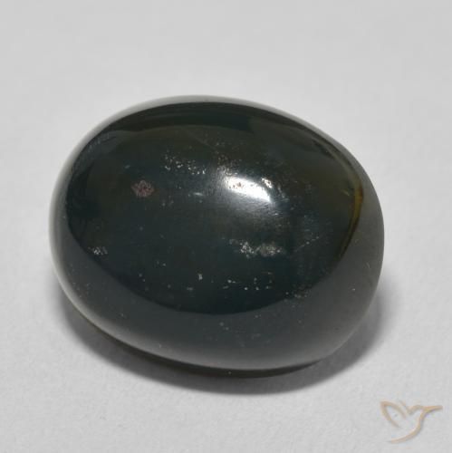 Sanguinaria Verde oscuro natural de 12.03 ct, Ovalada, Opaco