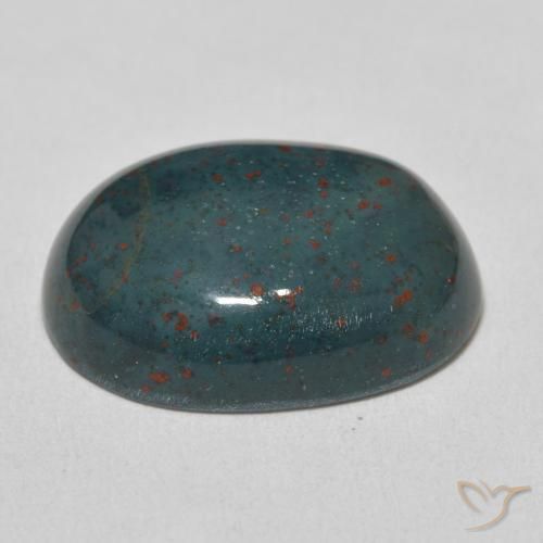 Sanguinaria Verde oscuro medio natural de 14.14 ct, Ovalada, Opaco