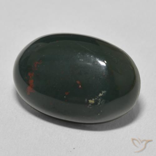 Sanguinaria Verde oscuro medio natural de 11.01 ct, Ovalada, Opaco