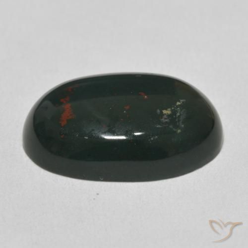Sanguinaria Verde oscuro medio natural de 11.01 ct, Ovalada, Opaco