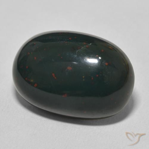 Sanguinaria Verde oscuro medio natural de 17.05 ct, Ovalada, Opaco