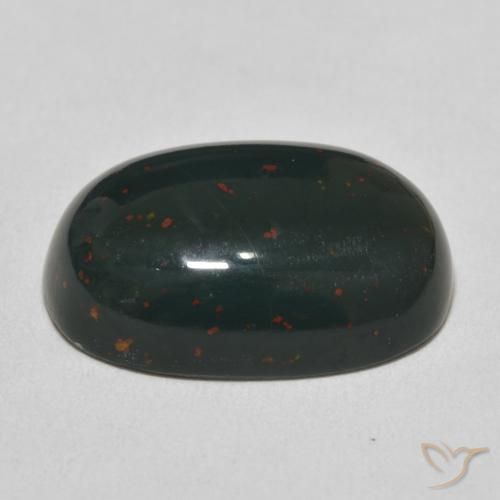 Sanguinaria Verde oscuro medio natural de 17.05 ct, Ovalada, Opaco