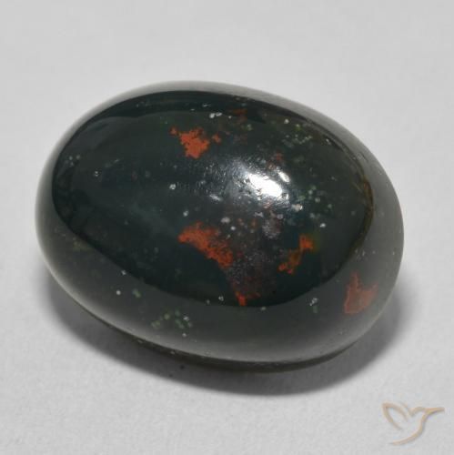 Sanguinaria Verde multicolor natural de 12.48 ct, Ovalada, Opaco