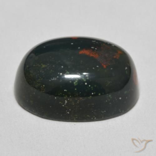 Sanguinaria Verde multicolor natural de 12.48 ct, Ovalada, Opaco