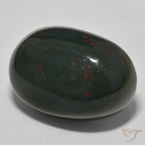 Sanguinaria Verde oscuro natural de 21.39 ct, Ovalada, Opaco