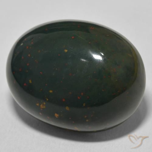Sanguinaria Verde oscuro natural de 28.01 ct, Ovalada, Opaco