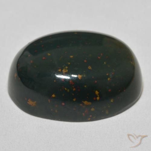 Sanguinaria Verde oscuro natural de 28.01 ct, Ovalada, Opaco