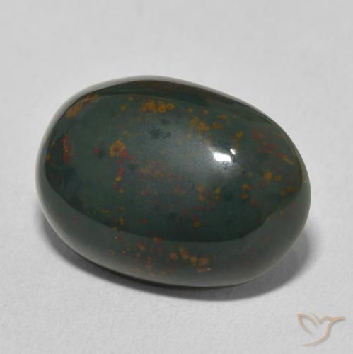 Sanguinaria Verde oscuro natural de 10.28 ct, Ovalada, Opaco