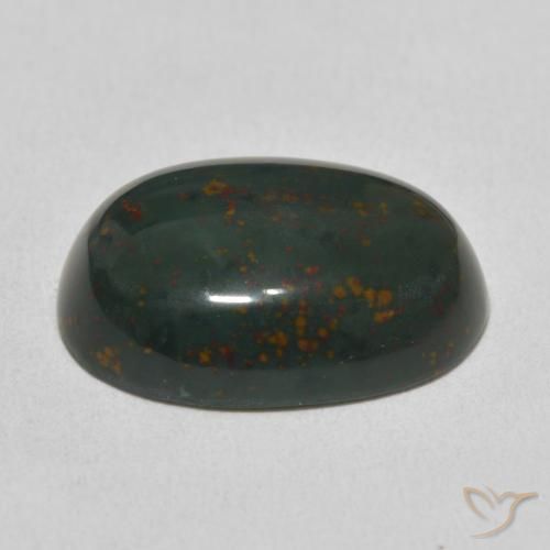 Sanguinaria Verde oscuro natural de 10.28 ct, Ovalada, Opaco