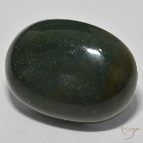 Sanguinaria Verde oscuro natural de 35.01 ct, Ovalada, Opaco