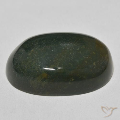 Sanguinaria Verde oscuro natural de 35.01 ct, Ovalada, Opaco