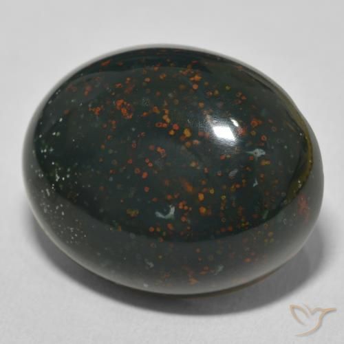 Sanguinaria Verde multicolor natural de 27.95 ct, Ovalada, Opaco