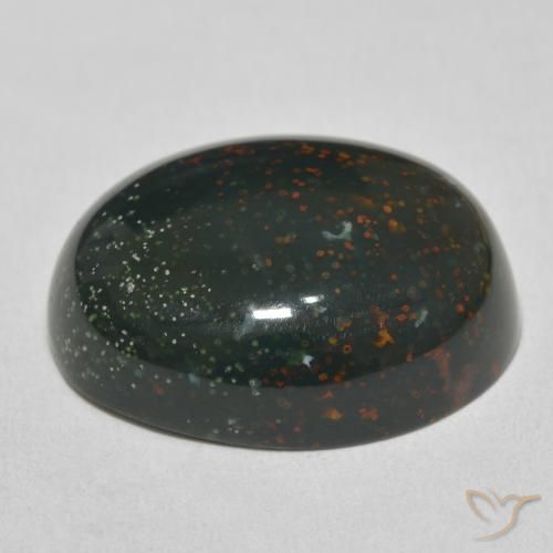 Sanguinaria Verde multicolor natural de 27.95 ct, Ovalada, Opaco