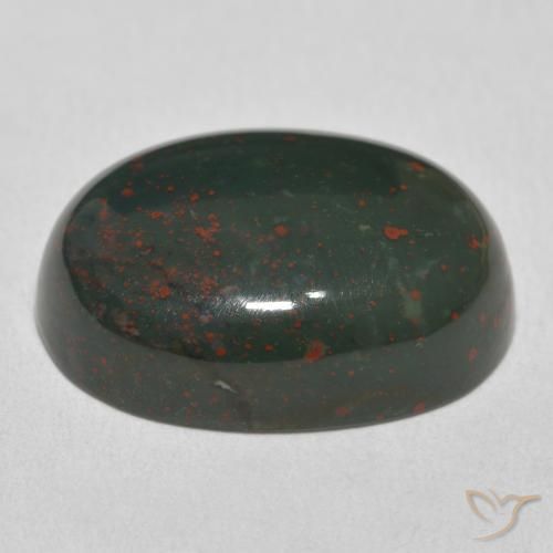 Sanguinaria Verde y rojo natural de 21.79 ct, Ovalada, Opaco