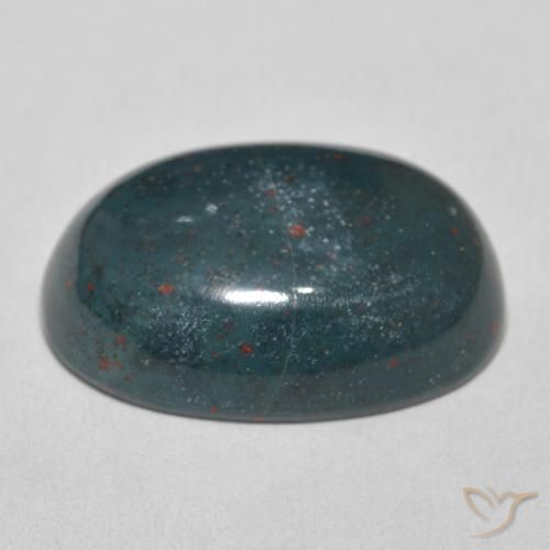 Sanguinaria Verde azulado natural de 18.39 ct, Ovalada, Opaco