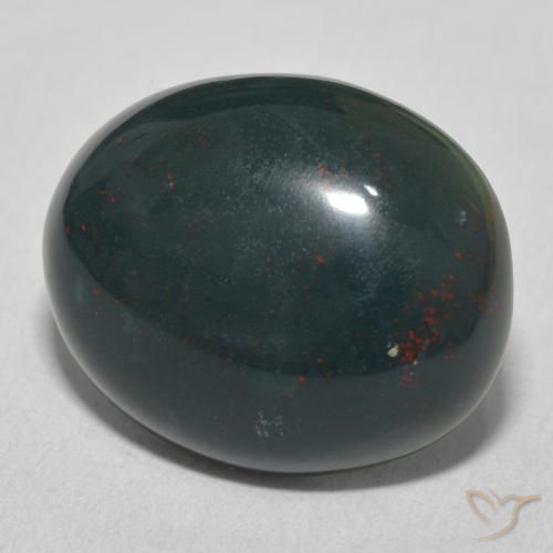 Sanguinaria Verde oscuro medio natural de 17.00 ct, Ovalada, Opaco