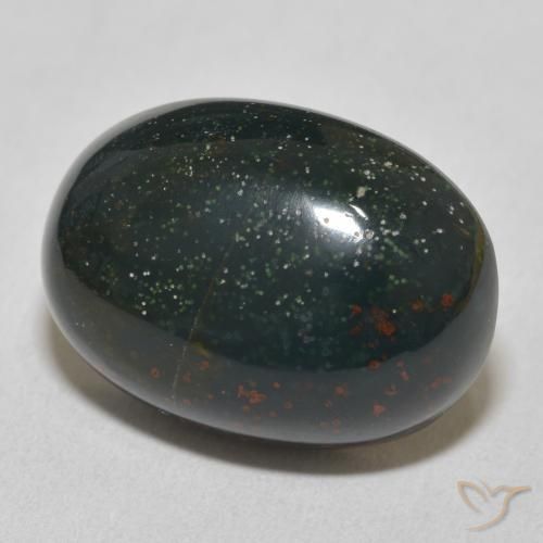 Sanguinaria Verde bosque natural de 16.56 ct, Ovalada, Opaco