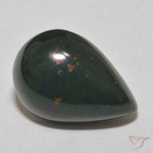Sanguinaria Verde oscuro natural de 10.92 ct, En forma de pera, Opaco