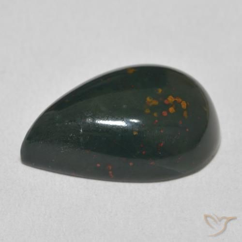 Sanguinaria Verde oscuro natural de 10.92 ct, En forma de pera, Opaco