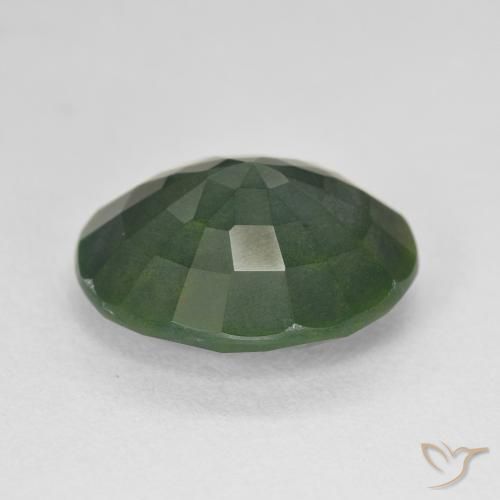Sanguinaria Verde medio natural de 7.96 ct, Ovalada, Opaco