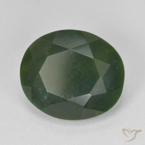 Sanguinaria Verde terroso natural de 9.39 ct, Ovalada, Opaco